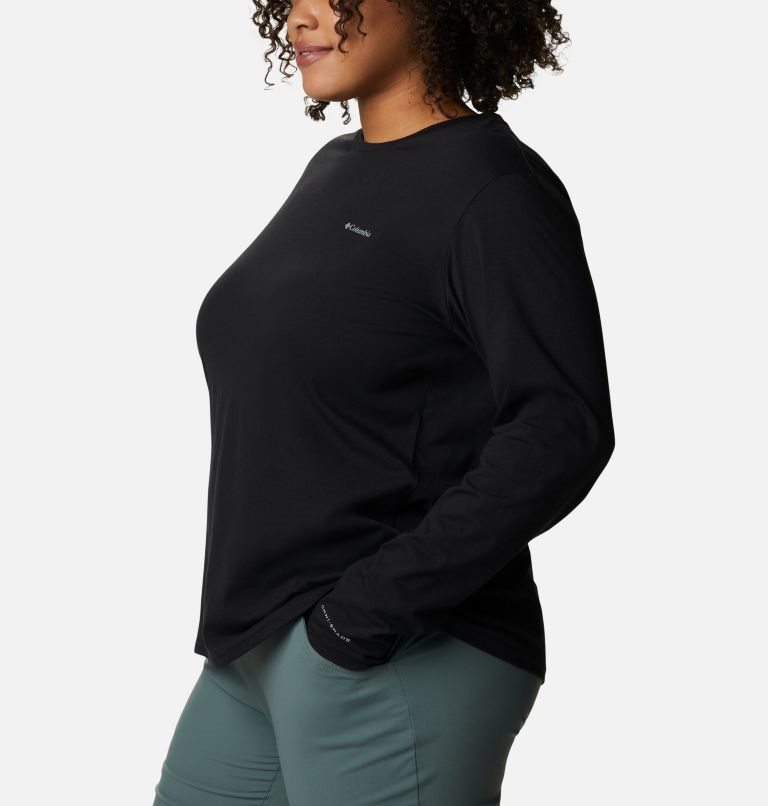 Women's Columbia Sun Trek Long Sleeve Sweatshirts Black | Plus Size CA-NA413